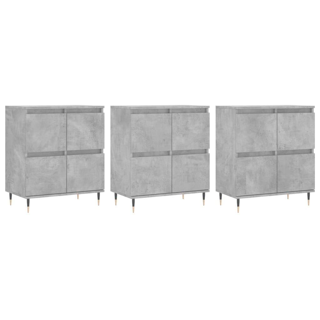 Buffets 3 pcs gris béton bois d'ingénierie - XIOS