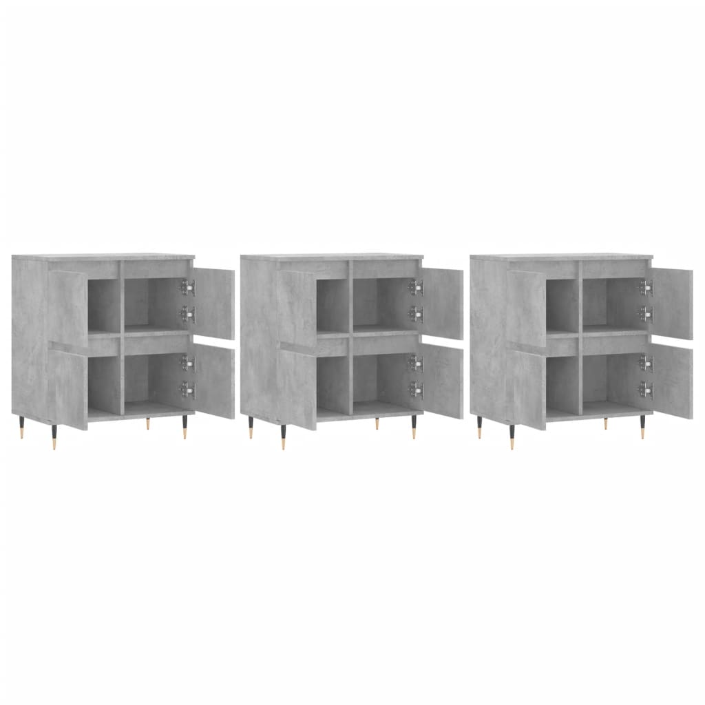 Buffets 3 pcs gris béton bois d'ingénierie - XIOS
