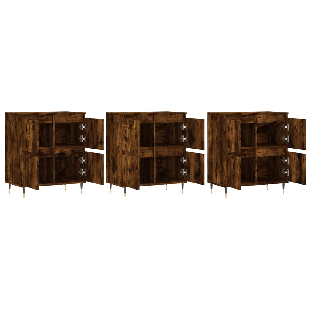 Buffets 3 pcs Chêne fumé Bois d'ingénierie - XIOS