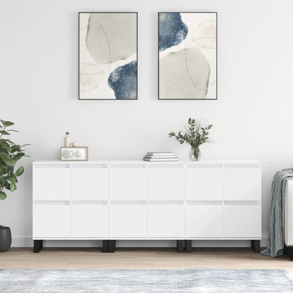 Buffets 3 pcs Blanc Bois d'ingénierie - XIOS