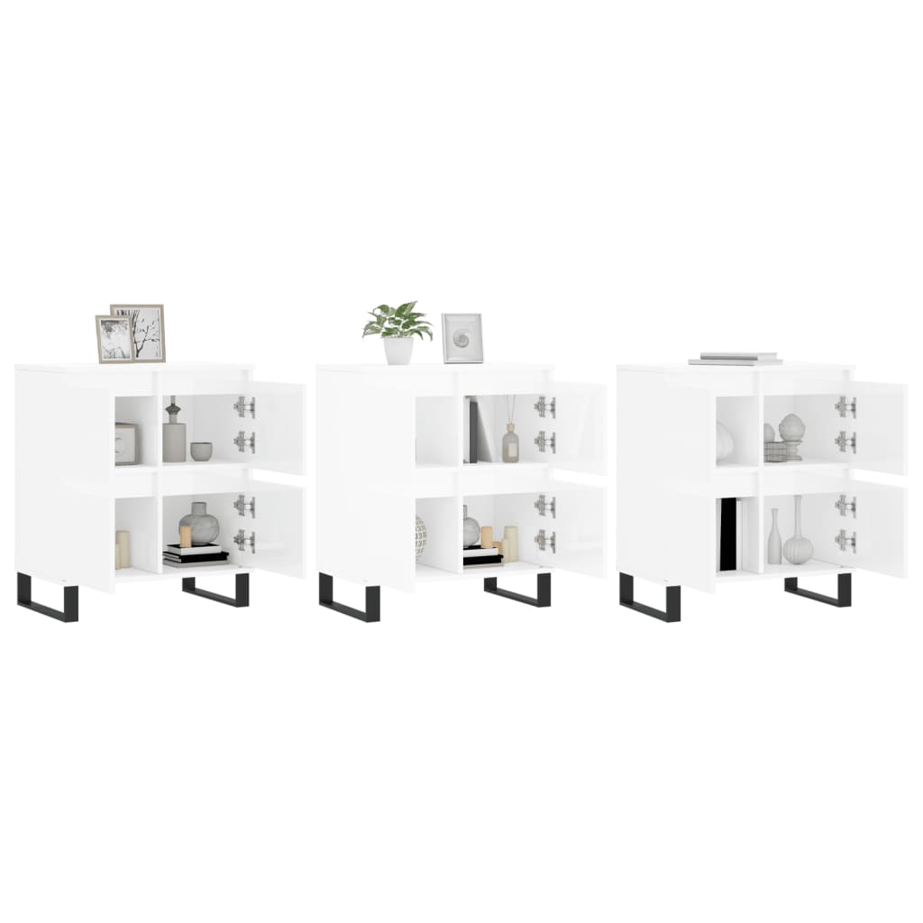 Buffets 3 pcs blanc brillant bois d'ingénierie - XIOS