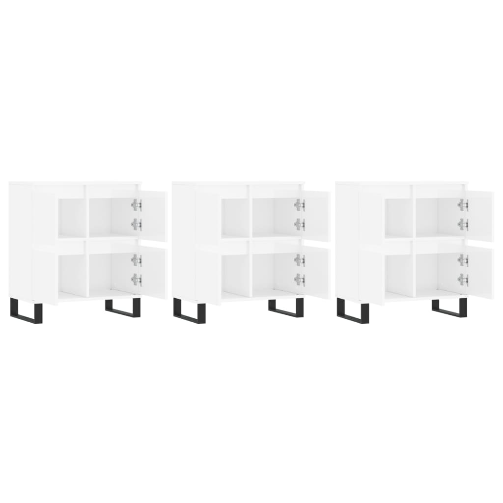 Buffets 3 pcs blanc brillant bois d'ingénierie - XIOS