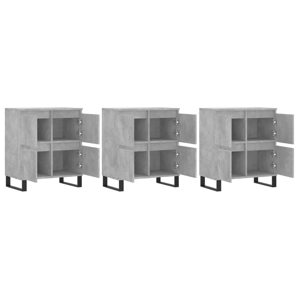 Buffets 3 pcs gris béton bois d'ingénierie - XIOS