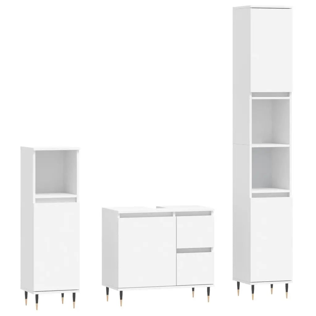 Ensemble de meubles salle de bain 3 pcs blanc bois d’ingénierie - XIOS