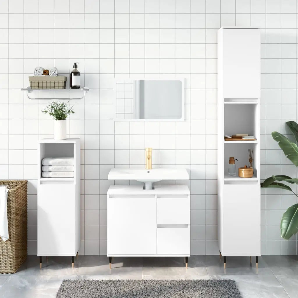 Ensemble de meubles salle de bain 3 pcs blanc bois d’ingénierie - XIOS