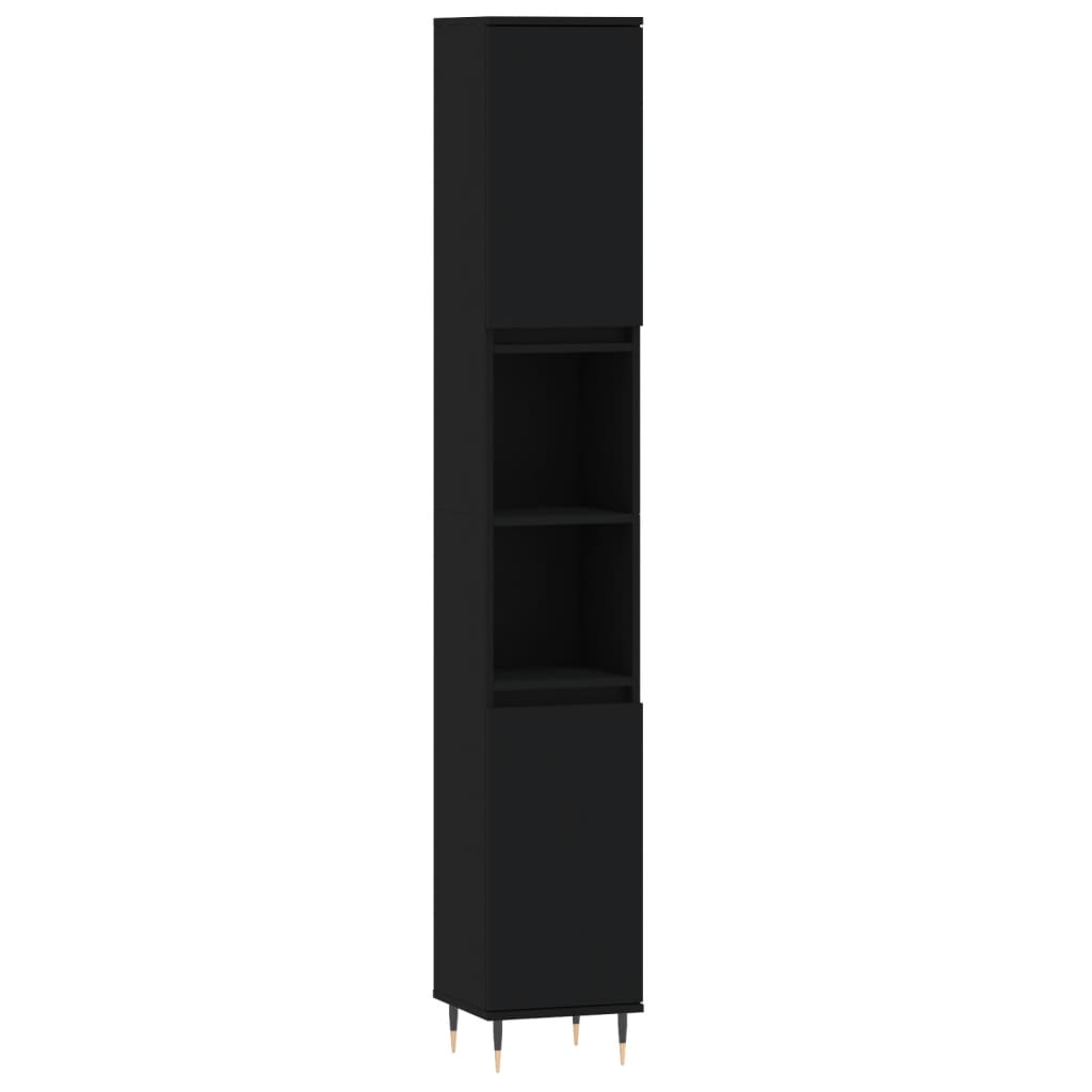 Ensemble de meubles salle de bain 3 pcs noir bois d'ingénierie Ensembles de mobilier pour salles de bains vidaXL