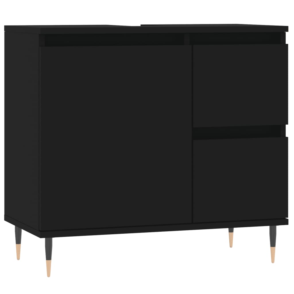Ensemble de meubles salle de bain 3 pcs noir bois d'ingénierie Ensembles de mobilier pour salles de bains vidaXL