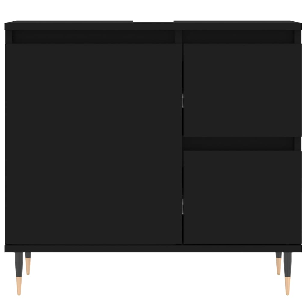 Ensemble de meubles salle de bain 3 pcs noir bois d'ingénierie Ensembles de mobilier pour salles de bains vidaXL