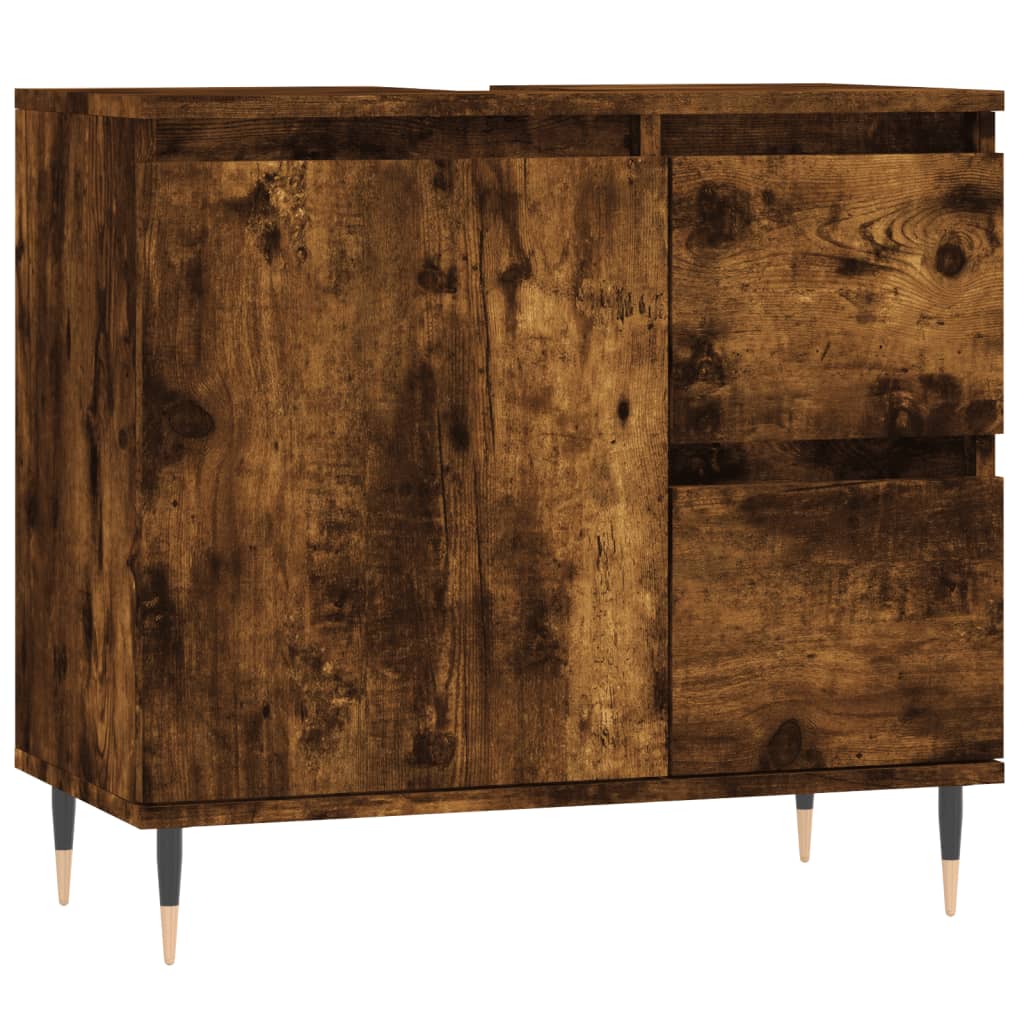 Ensemble de meubles de salle de bain 3 pcs Chêne fumé