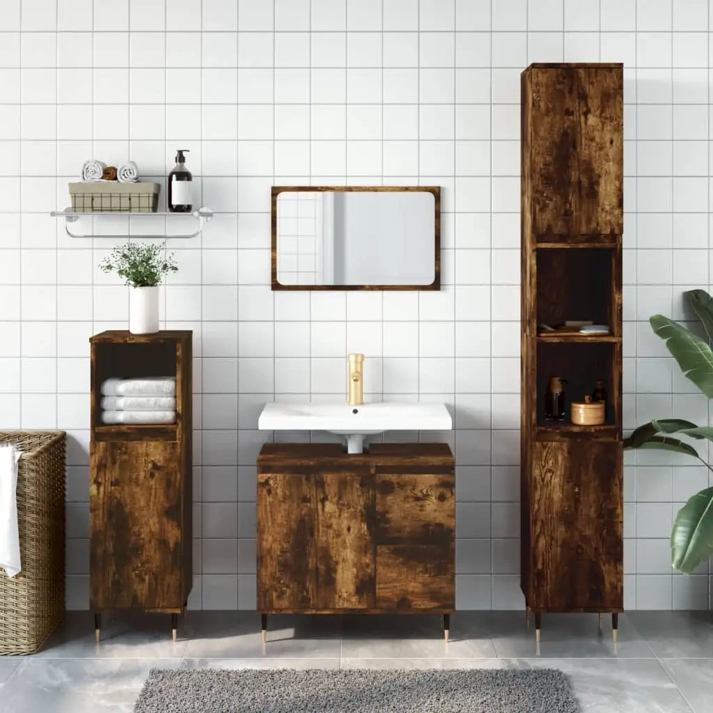 Ensemble de meubles de salle de bain 3 pcs Chêne fumé - XIOS