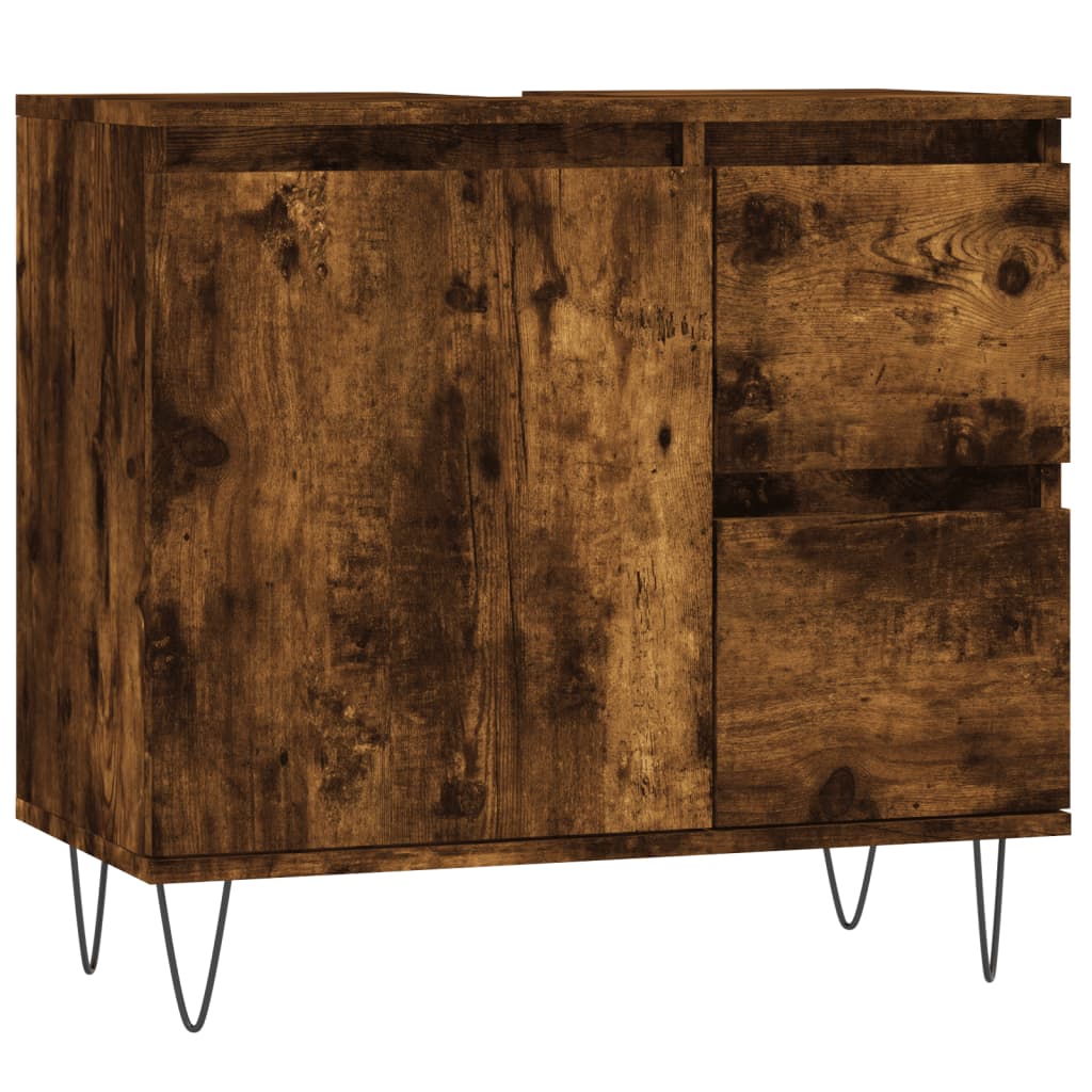 Ensemble de meubles de salle de bain 3 pcs Chêne fumé Ensembles de mobilier pour salles de bains vidaXL