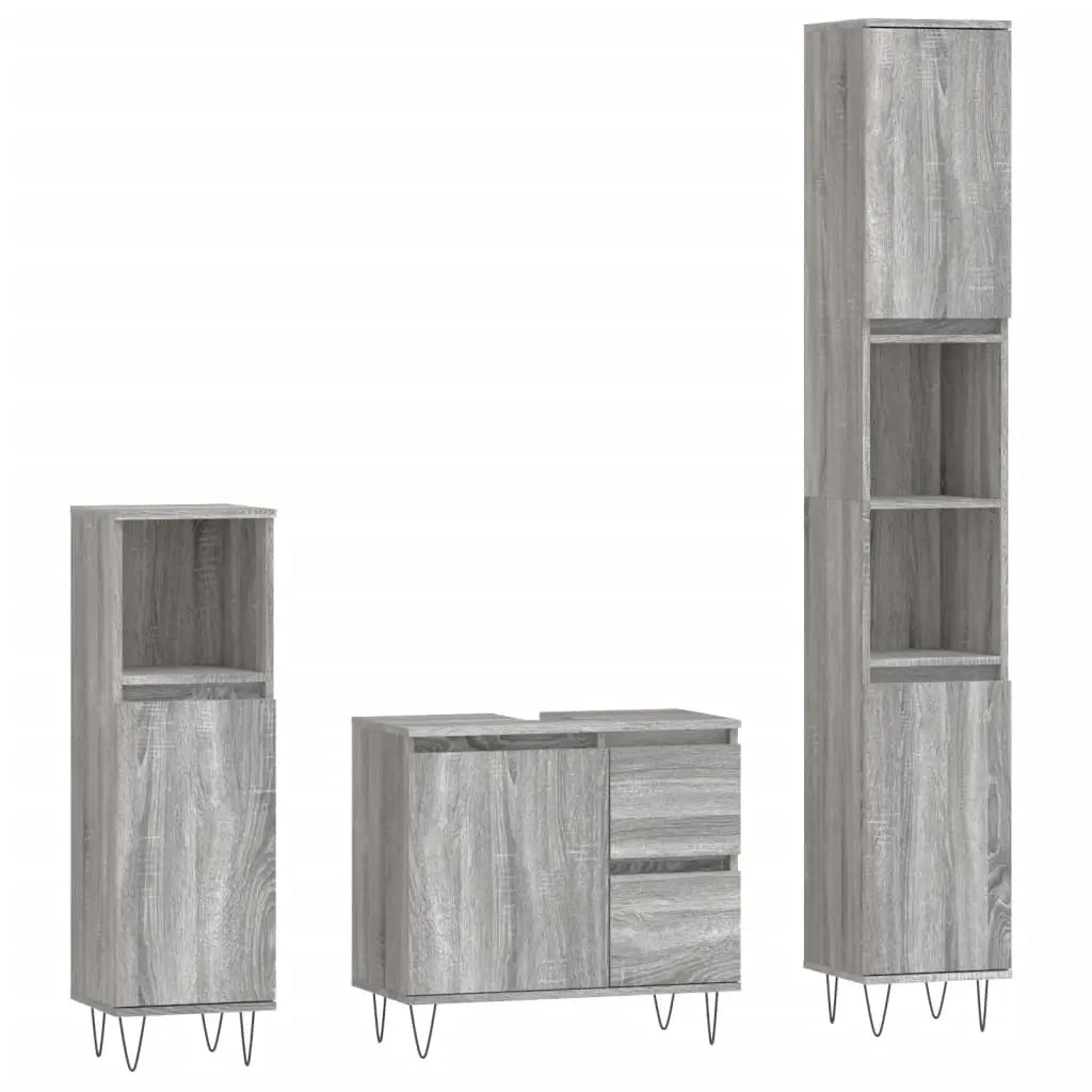 Ensemble de meubles de salle de bain 3 pcs Sonoma gris - XIOS