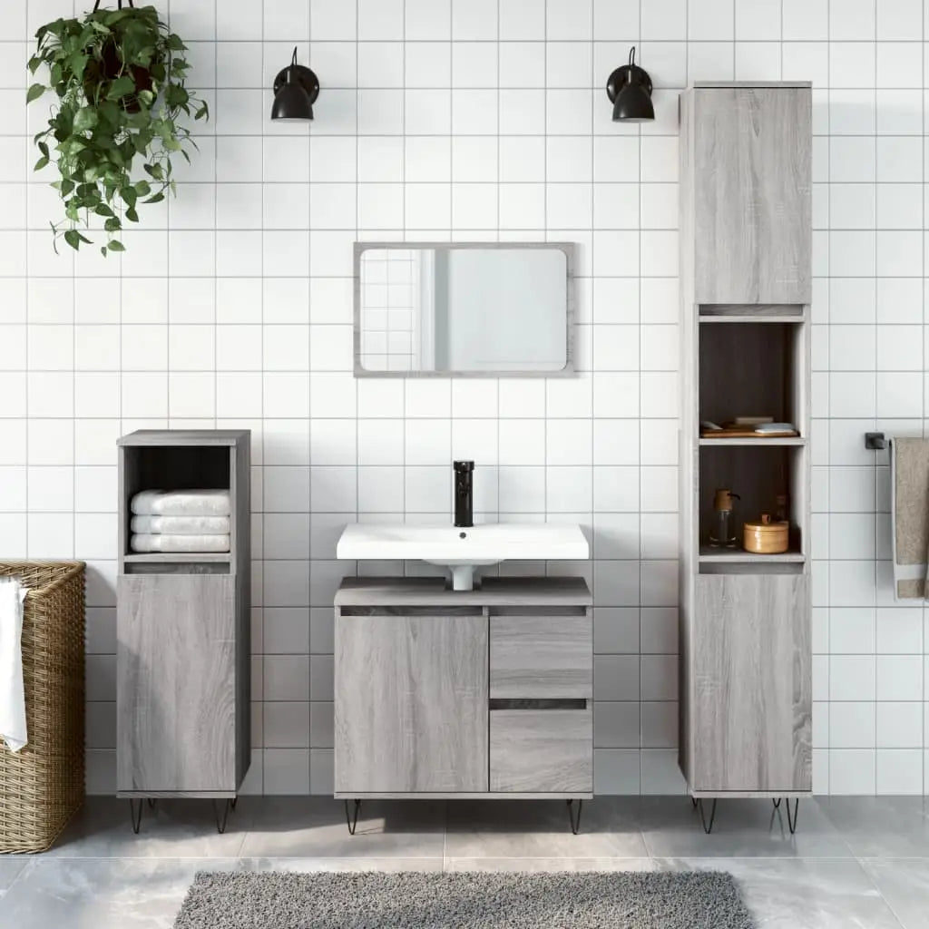 Ensemble de meubles de salle de bain 3 pcs Sonoma gris - XIOS