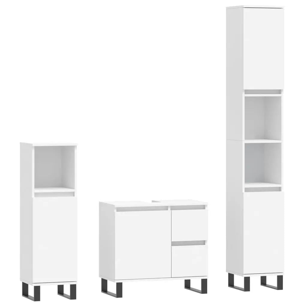 Ensemble de meubles salle de bain 3 pcs blanc bois d’ingénierie - XIOS