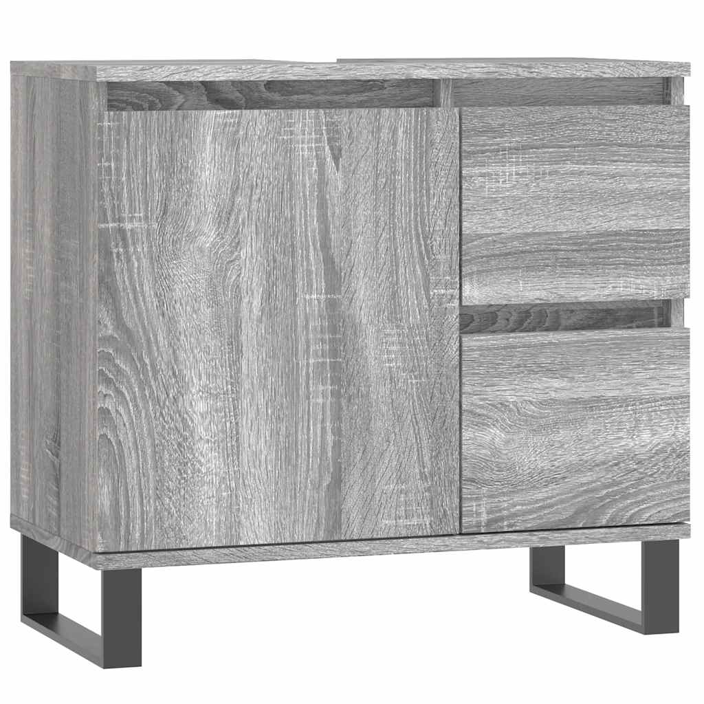 Ensemble de meubles de salle de bain 3 pcs Sonoma gris