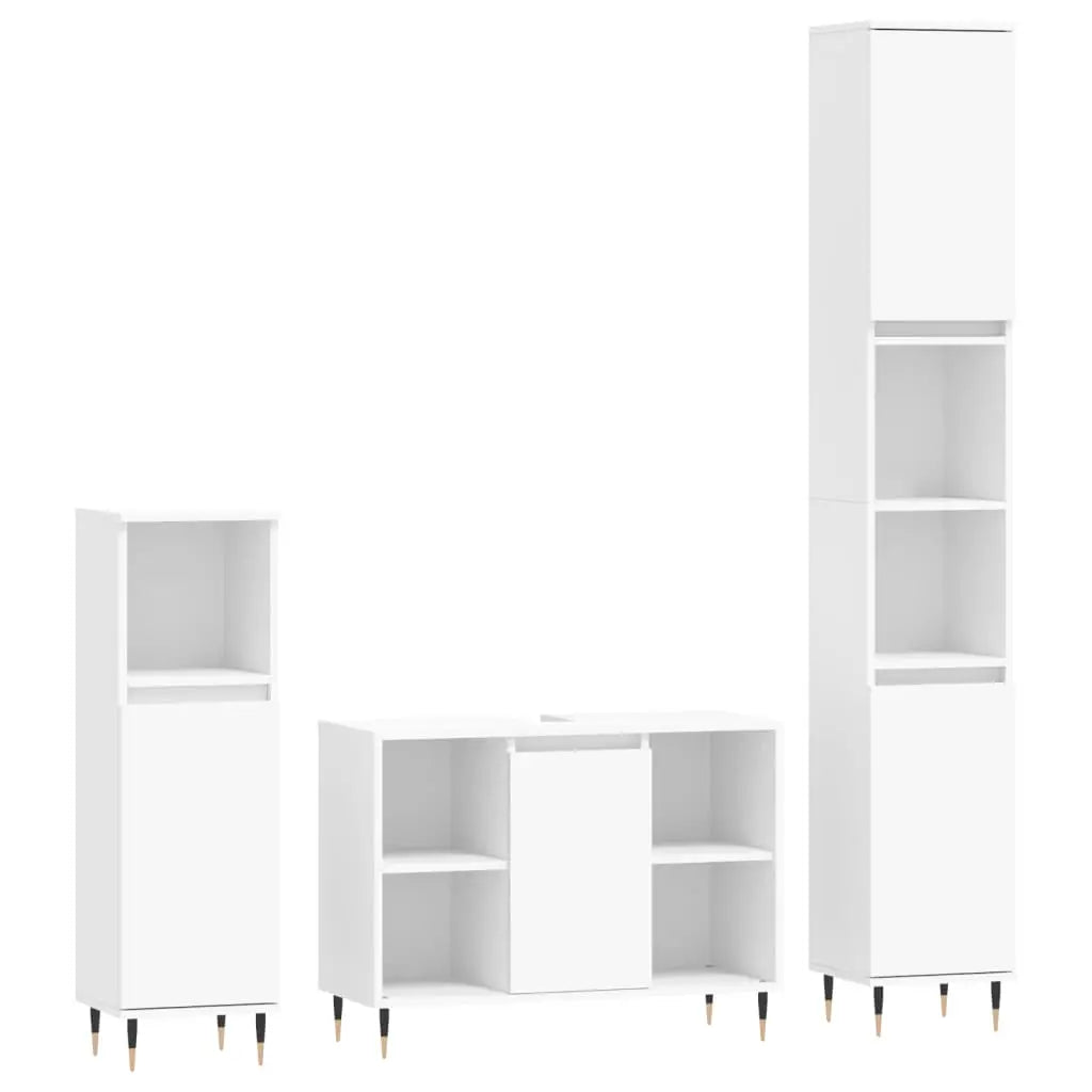 Ensemble de meubles salle de bain 3 pcs blanc bois d’ingénierie - XIOS
