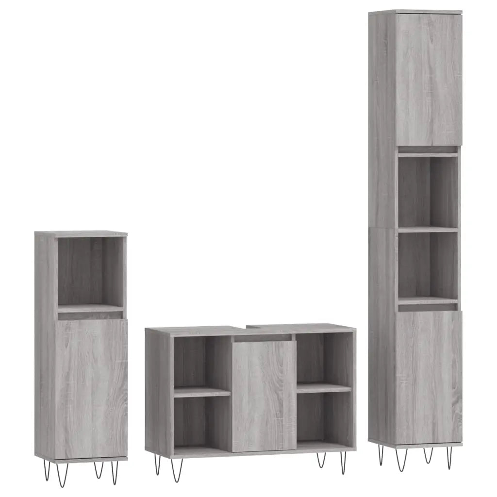 Ensemble de meubles de salle de bain 3 pcs Sonoma gris - XIOS