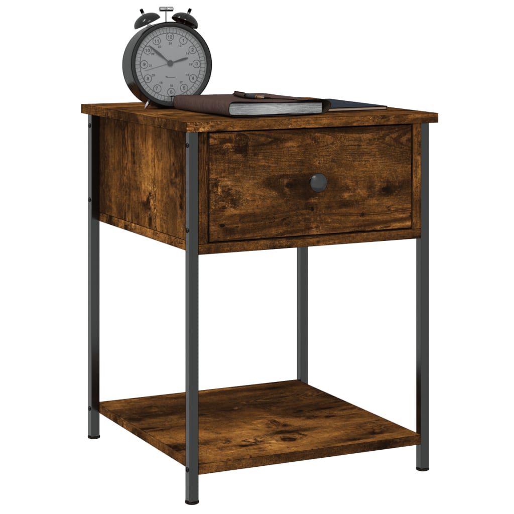 Table de chevet chêne fumé 44x45x58 cm bois d'ingénierie - XIOS