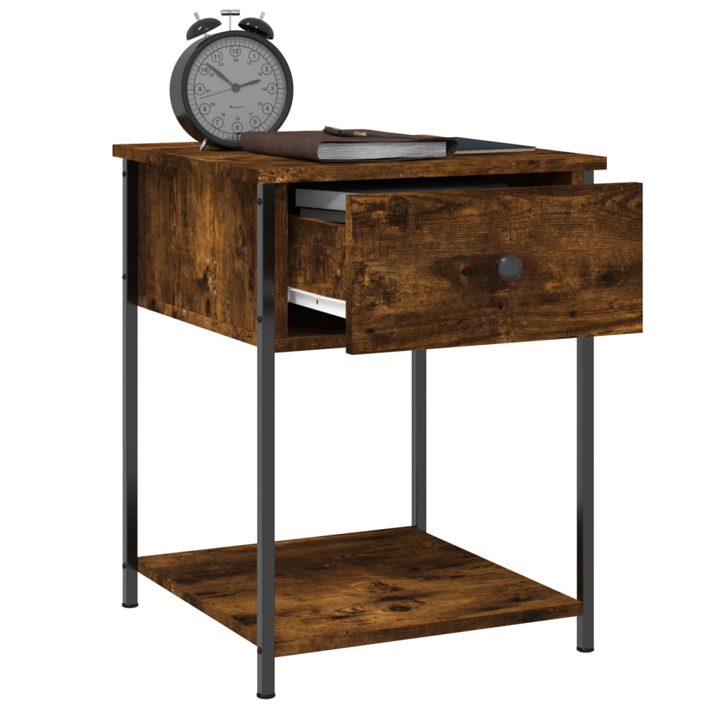 Table de chevet chêne fumé 44x45x58 cm bois d'ingénierie - XIOS