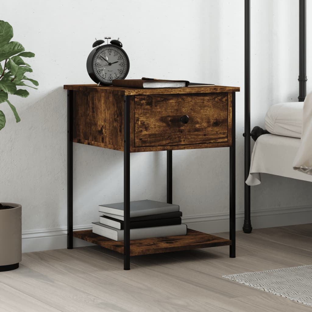 Table de chevet chêne fumé 44x45x58 cm bois d'ingénierie - XIOS