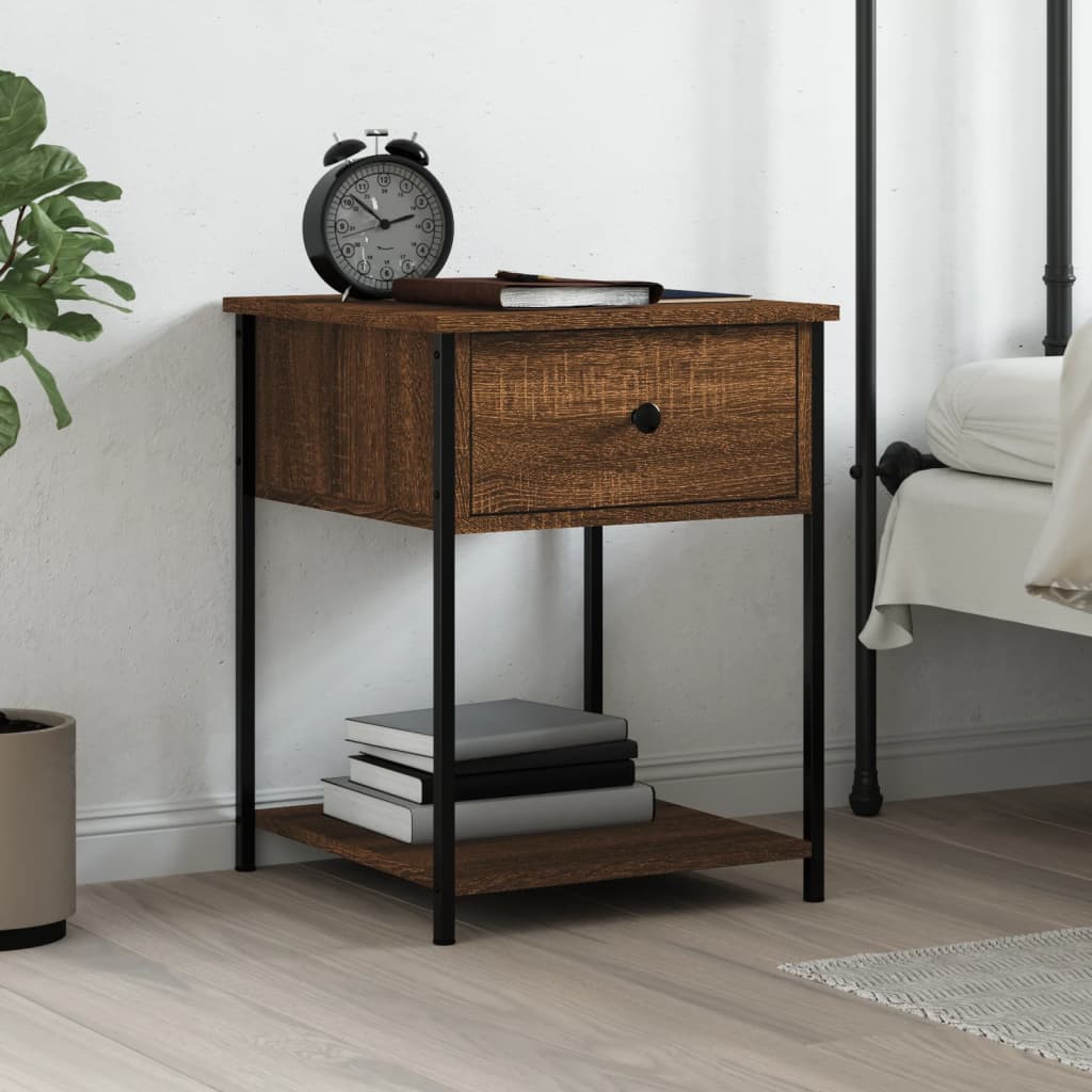 Table de chevet chêne marron 44x45x58 cm bois d'ingénierie - XIOS