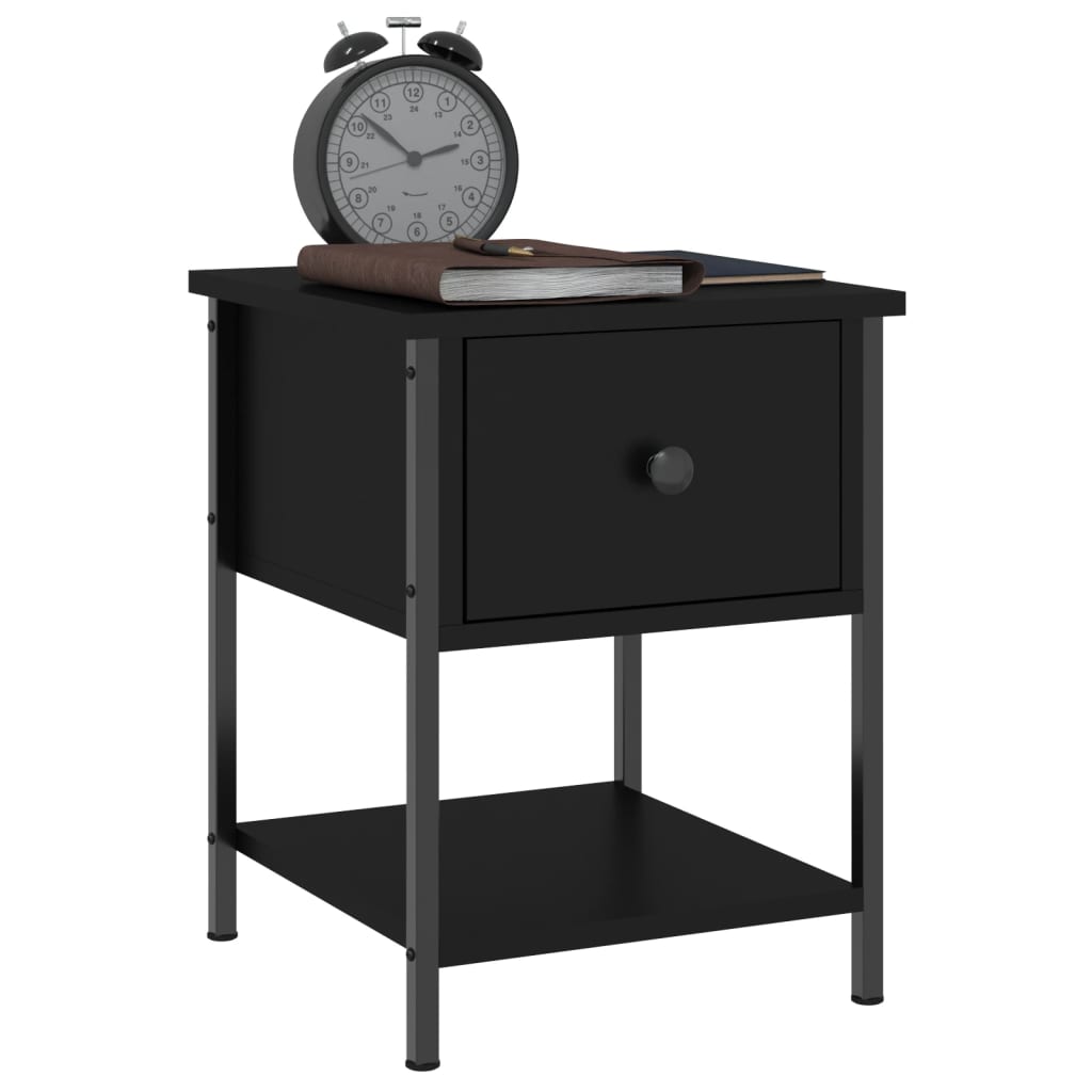 Table de chevet noir 34x35,5x45 cm bois d’ingénierie - XIOS