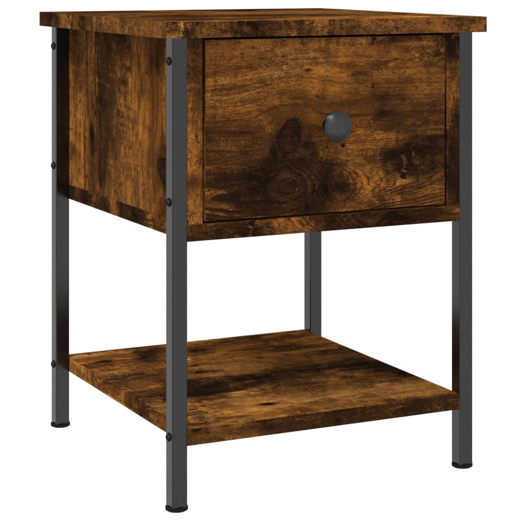 Table de chevet chêne fumé 34x35,5x45 cm bois d'ingénierie - XIOS