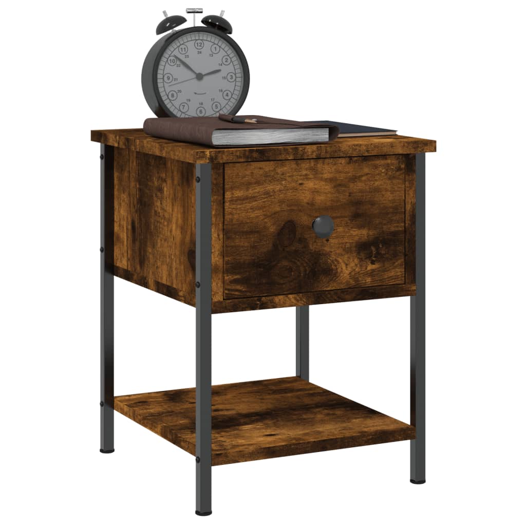 Table de chevet chêne fumé 34x35,5x45 cm bois d'ingénierie - XIOS