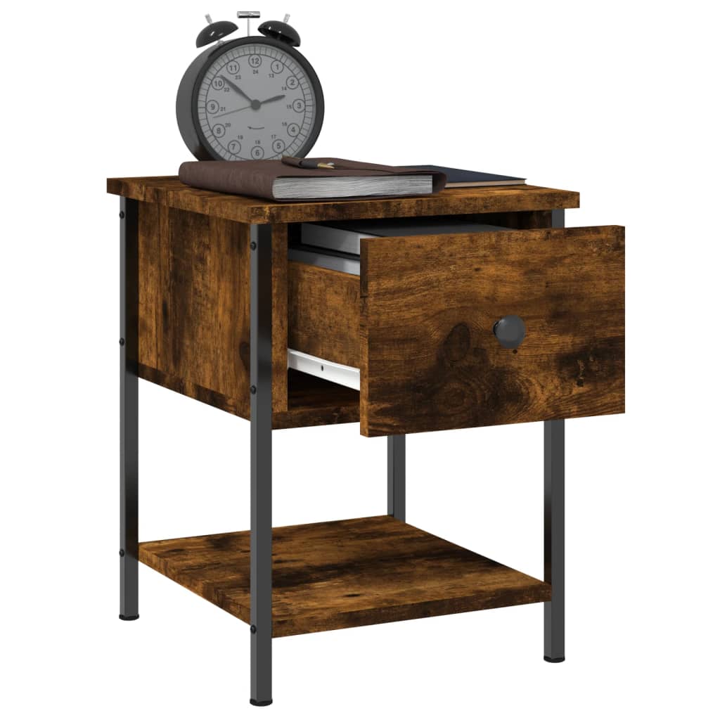 Table de chevet chêne fumé 34x35,5x45 cm bois d'ingénierie - XIOS