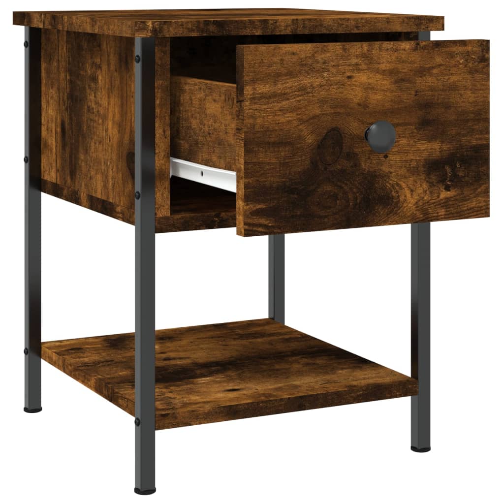 Table de chevet chêne fumé 34x35,5x45 cm bois d'ingénierie - XIOS