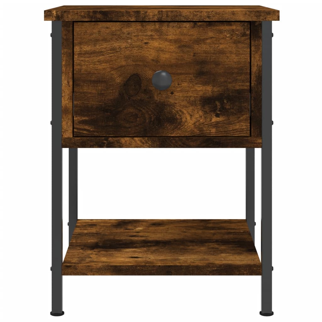 Table de chevet chêne fumé 34x35,5x45 cm bois d'ingénierie - XIOS