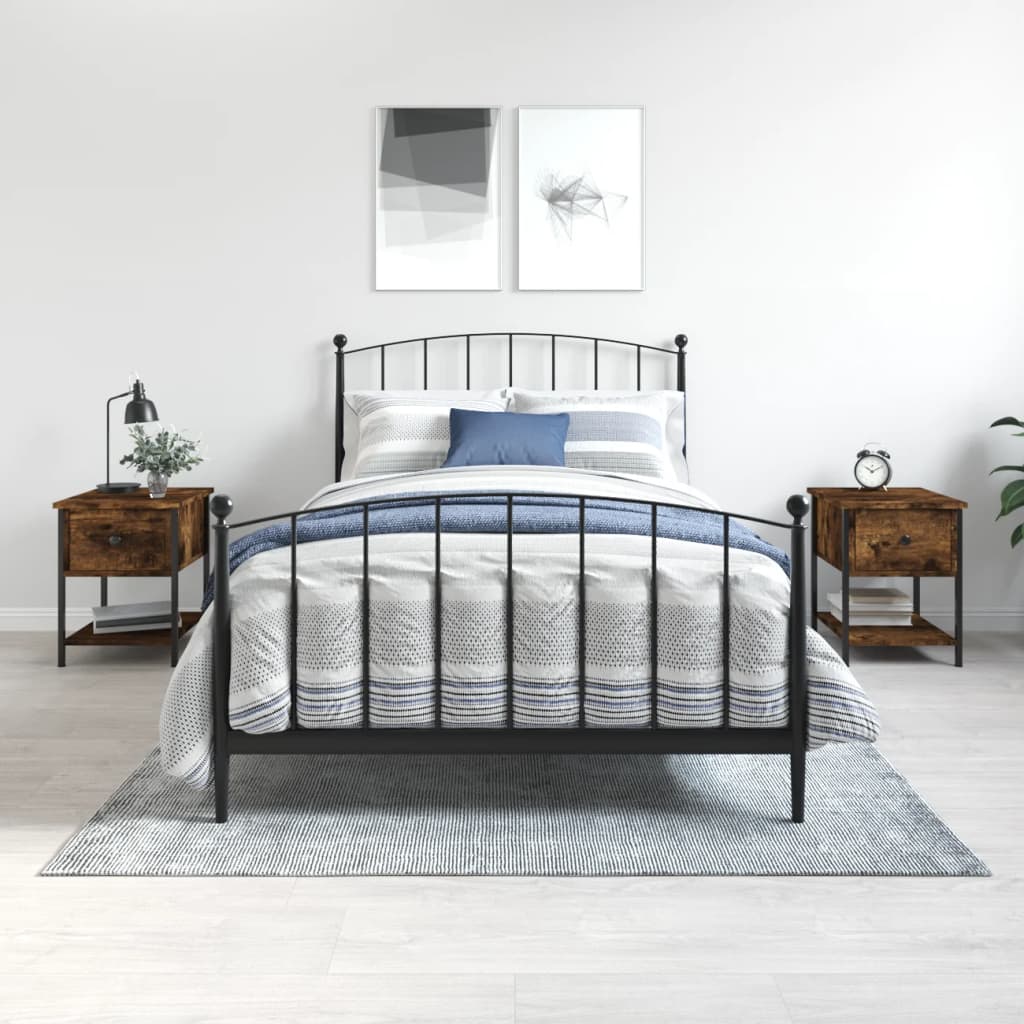 Tables de chevet 2pcs chêne fumé 34x35,5x45cm bois d’ingénierie - XIOS