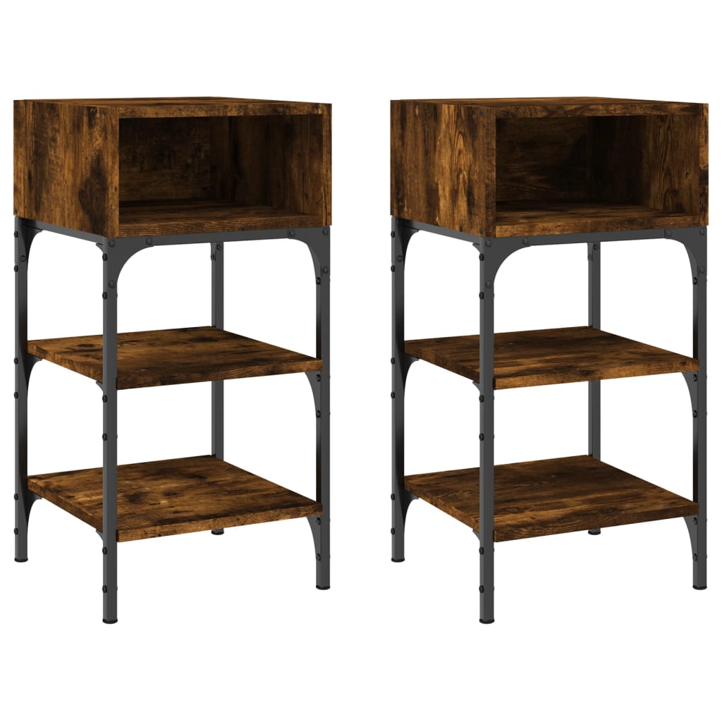 Tables de chevet 2pcs chêne fumé 35x34,5x70 c bois d’ingénierie - XIOS