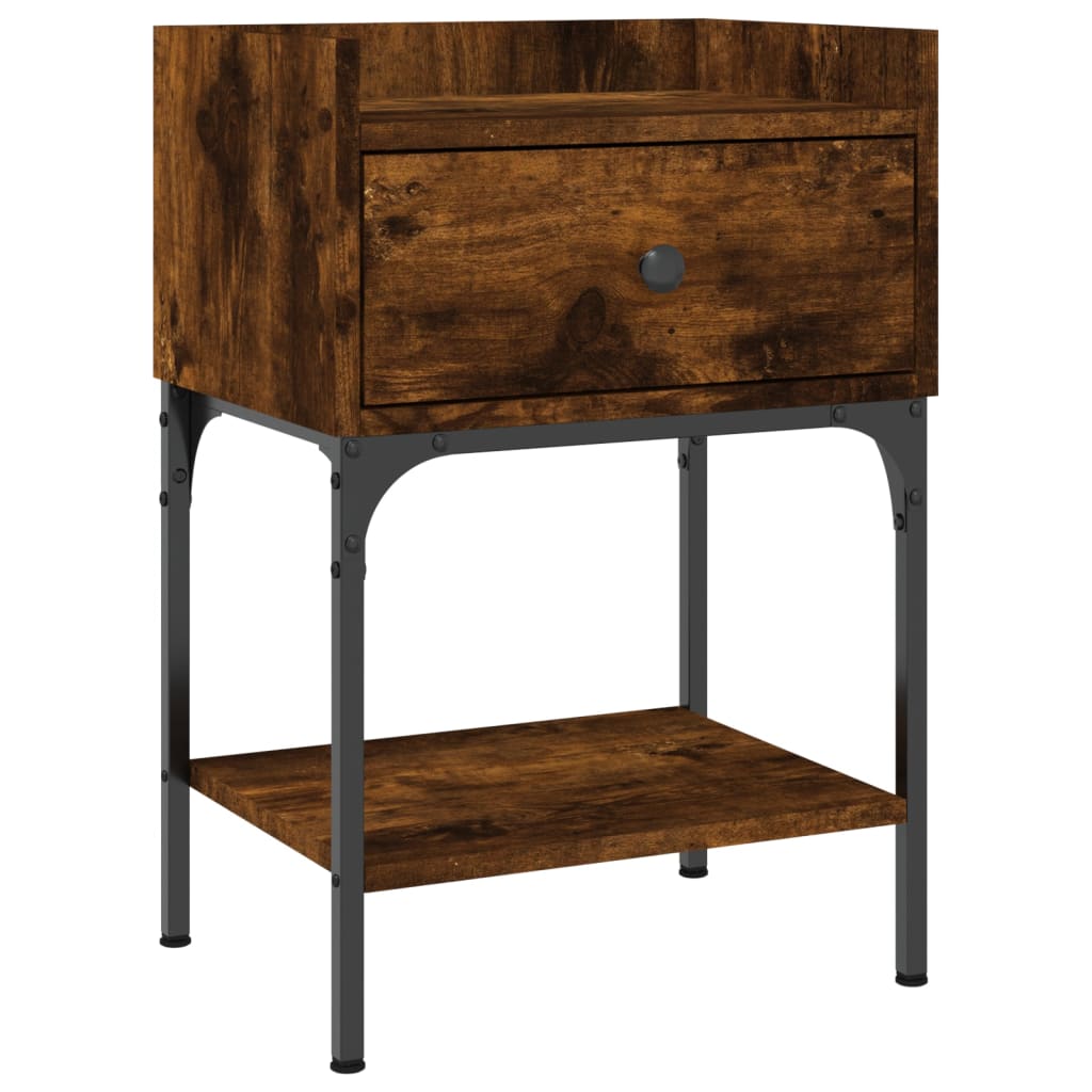 Table de chevet chêne fumé 40,5x31x60 cm bois d'ingénierie - XIOS
