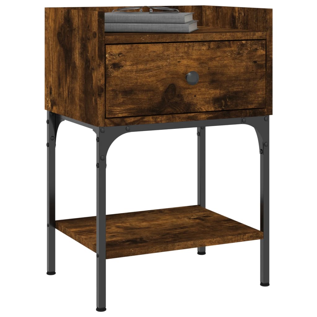 Table de chevet chêne fumé 40,5x31x60 cm bois d'ingénierie - XIOS