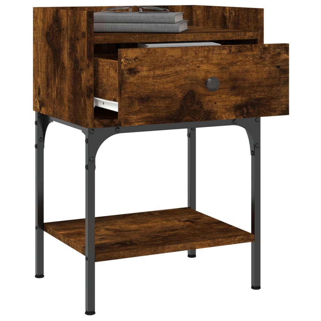 Table de chevet chêne fumé 40,5x31x60 cm bois d'ingénierie - XIOS