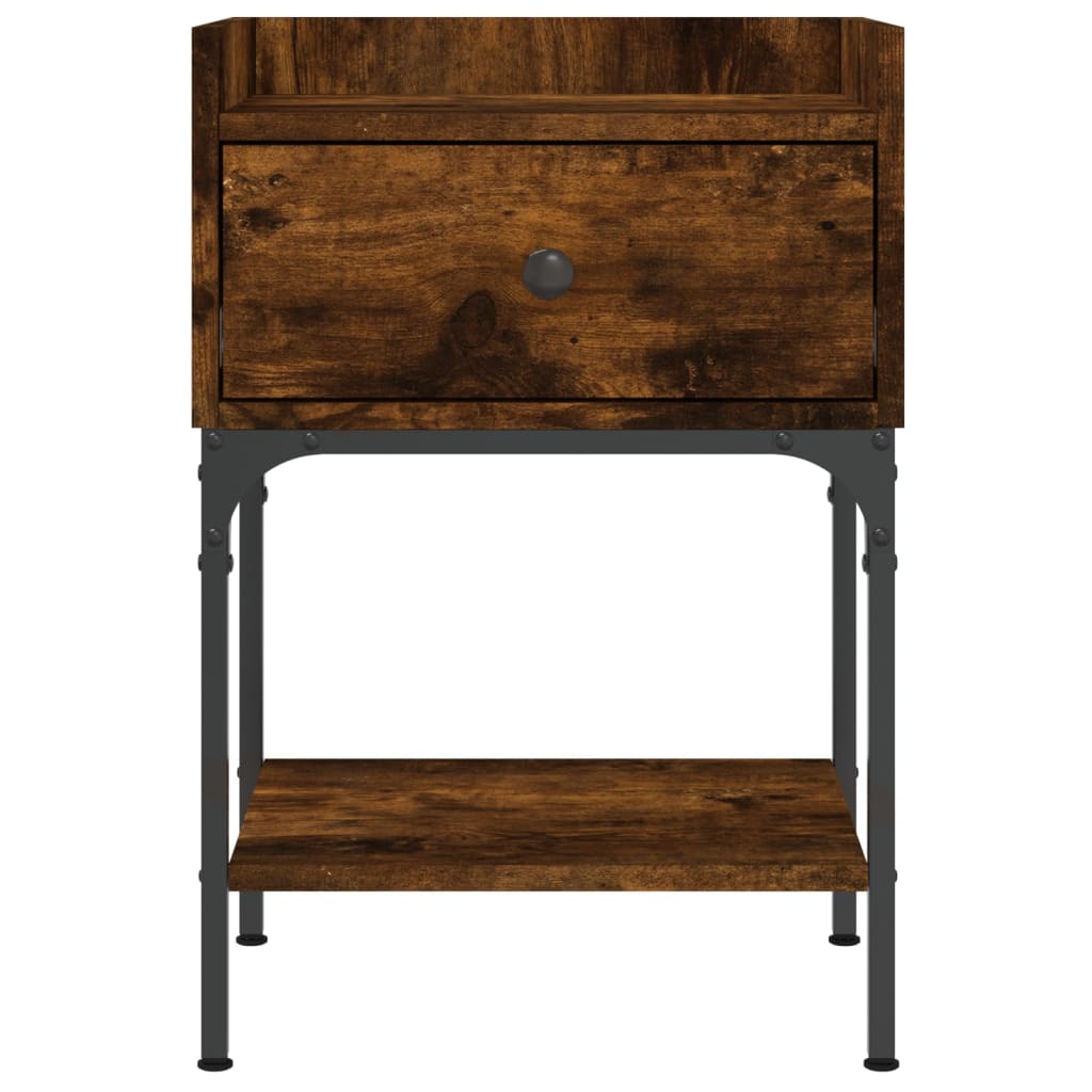 Table de chevet chêne fumé 40,5x31x60 cm bois d'ingénierie - XIOS