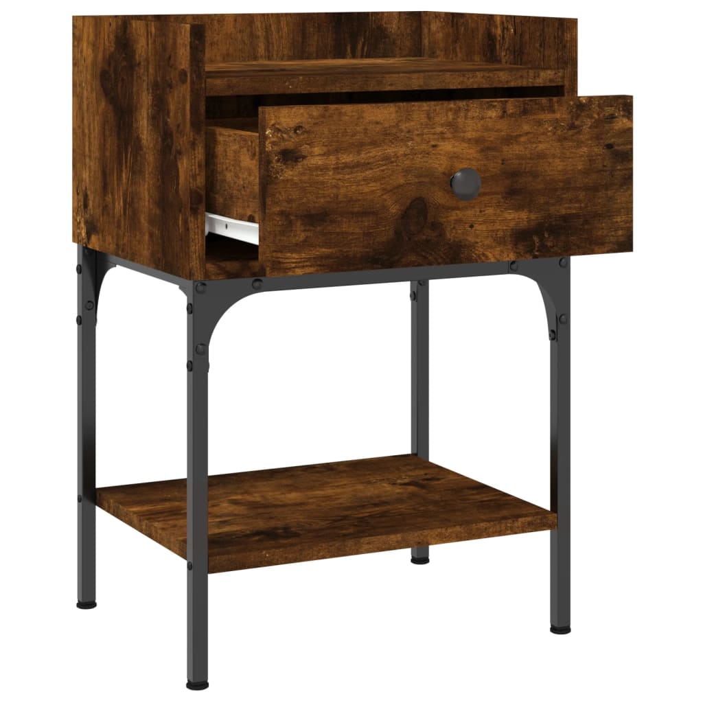 Table de chevet chêne fumé 40,5x31x60 cm bois d'ingénierie - XIOS
