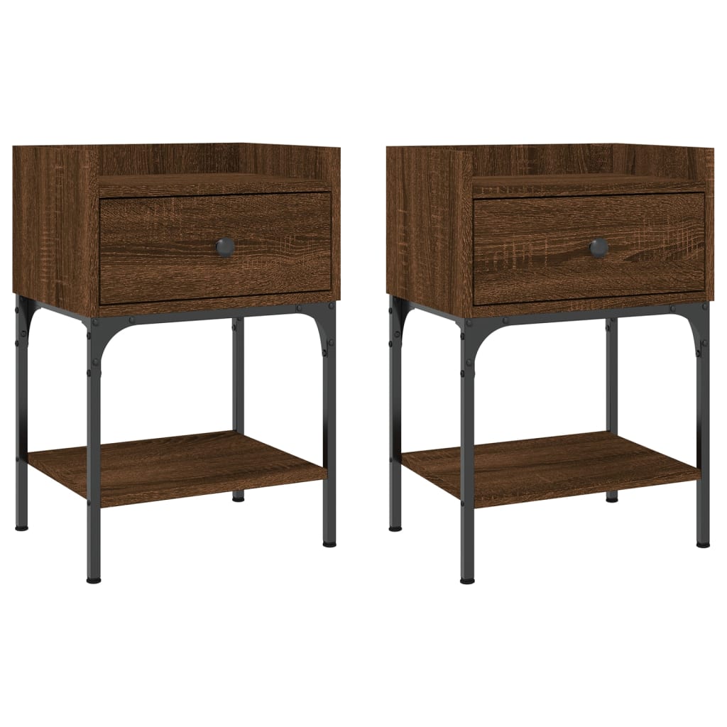 Tables de chevet 2pcs chêne brun 40,5x31x60cm bois d’ingénierie - XIOS
