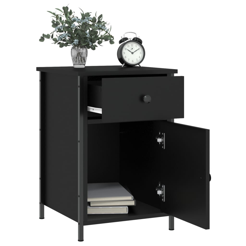 Table de chevet noir 40x42x60 cm bois d’ingénierie - XIOS