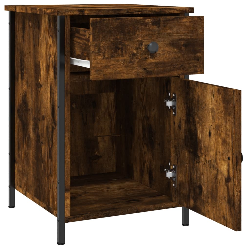 Table de chevet chêne fumé 40x42x60 cm bois d'ingénierie - XIOS
