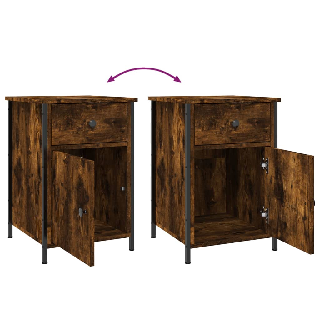 Table de chevet chêne fumé 40x42x60 cm bois d'ingénierie - XIOS