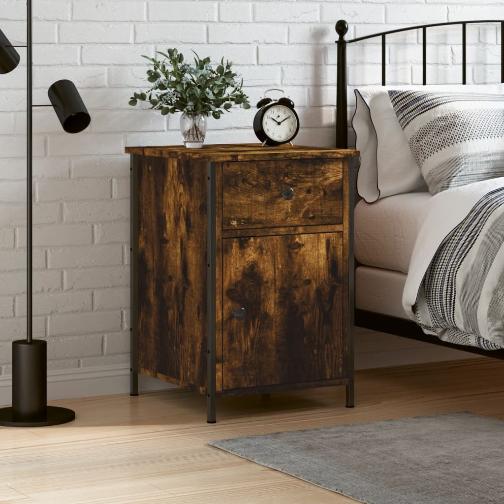 Table de chevet chêne fumé 40x42x60 cm bois d'ingénierie - XIOS