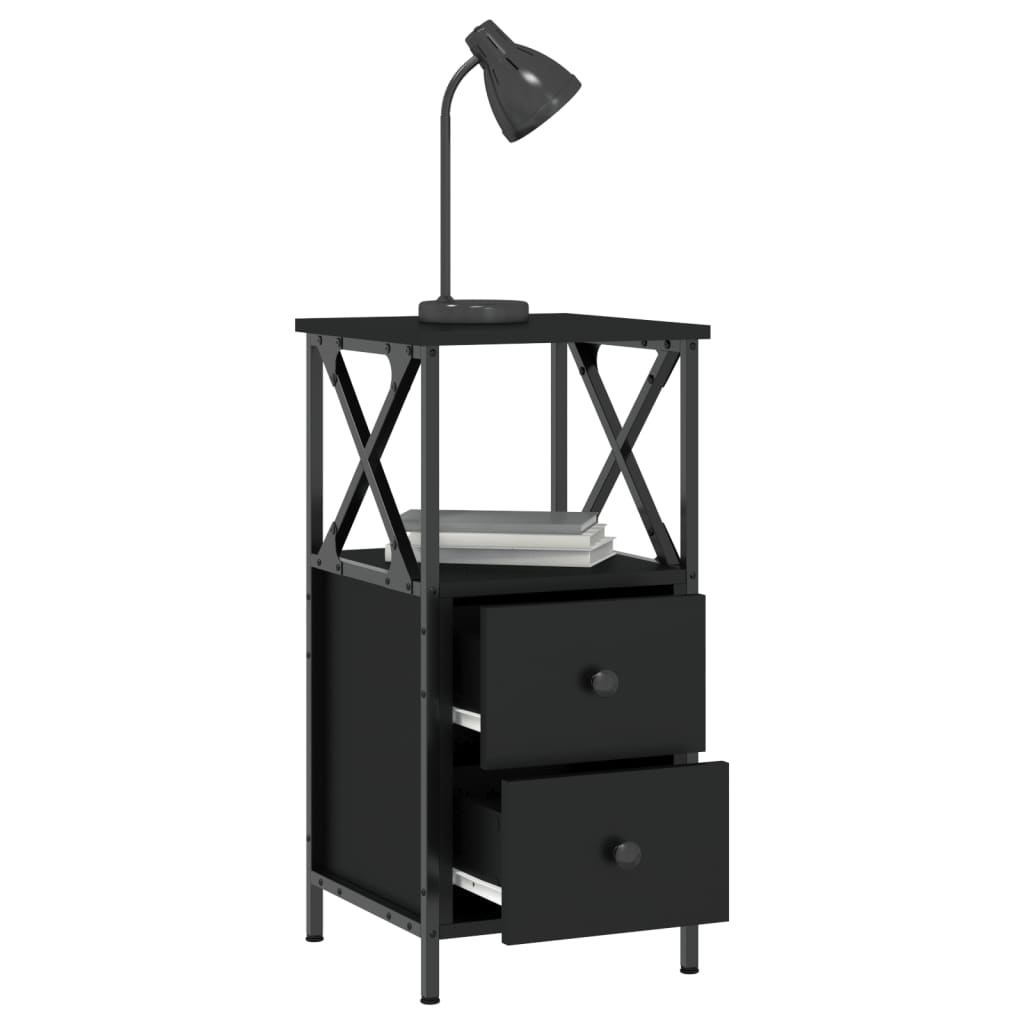 Table de chevet noir 34x35,5x70 cm bois d’ingénierie - XIOS