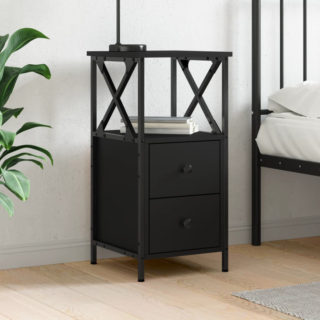 Table de chevet noir 34x35,5x70 cm bois d’ingénierie - XIOS