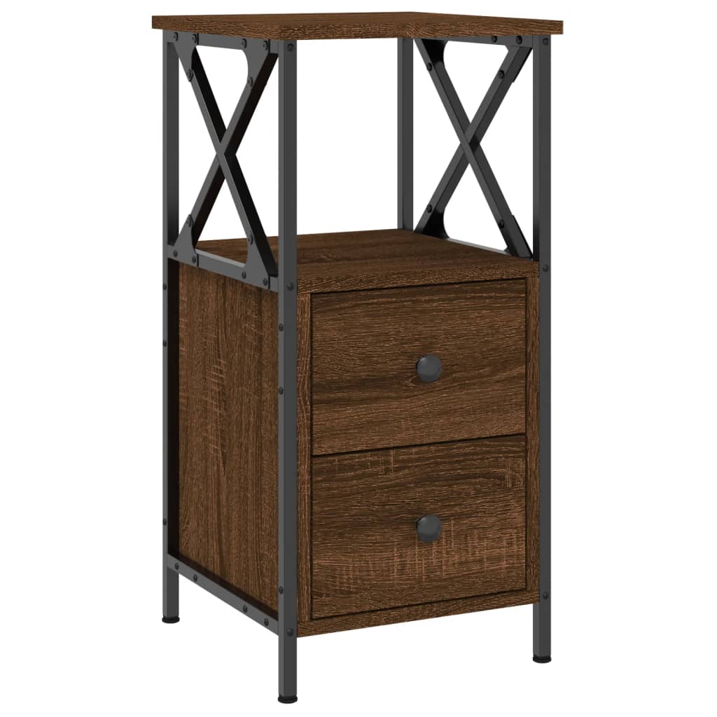 Table de chevet chêne marron 34x35,5x70 cm bois d'ingénierie - XIOS