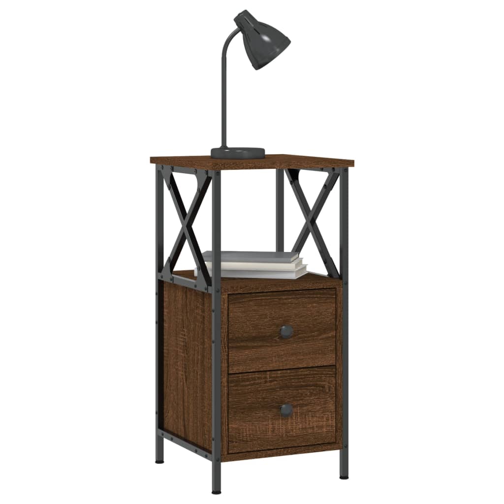Table de chevet chêne marron 34x35,5x70 cm bois d'ingénierie - XIOS