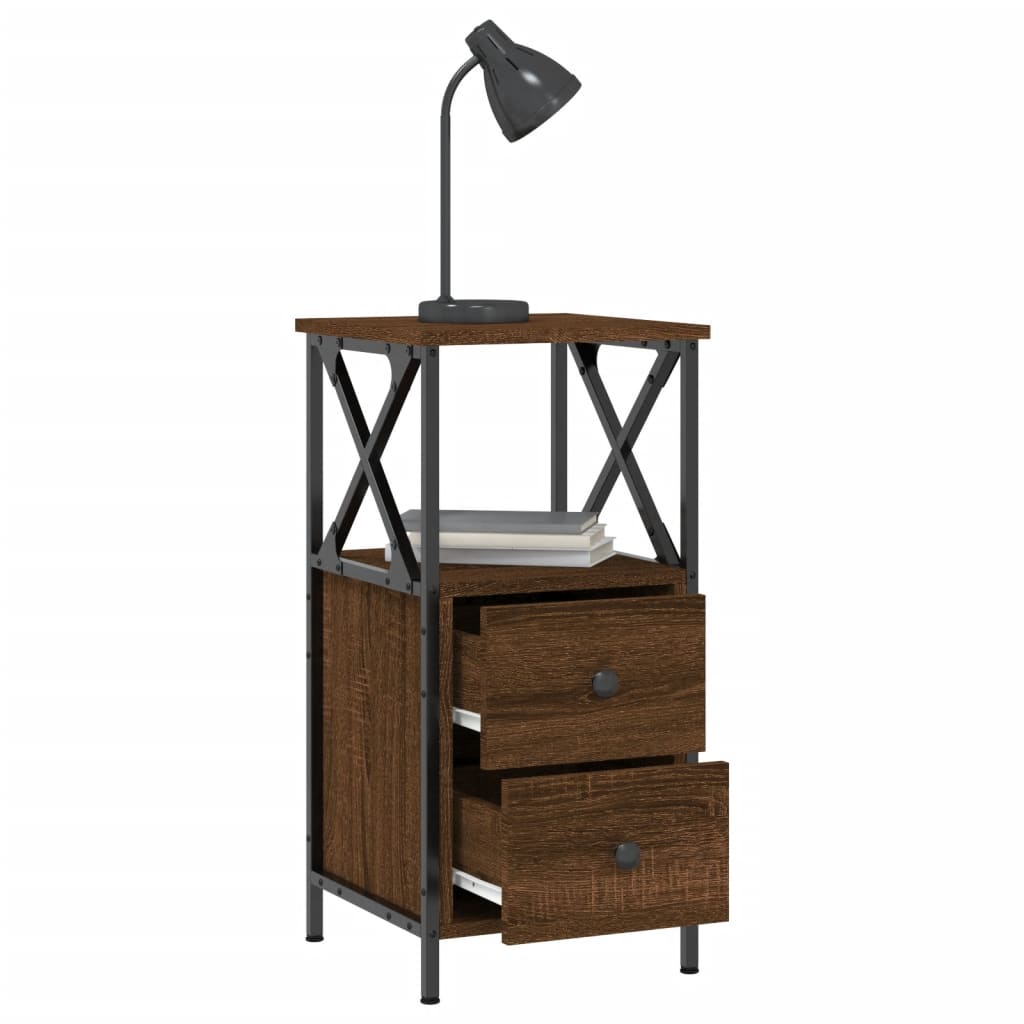 Table de chevet chêne marron 34x35,5x70 cm bois d'ingénierie - XIOS
