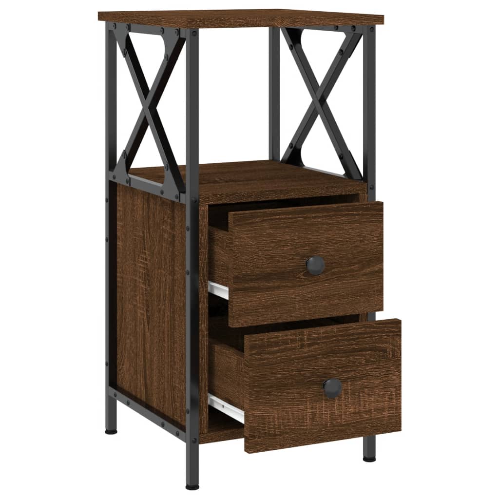 Table de chevet chêne marron 34x35,5x70 cm bois d'ingénierie - XIOS