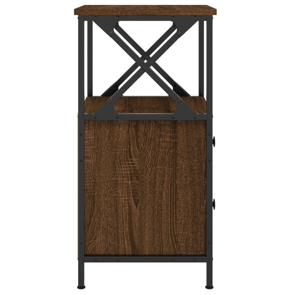 Table de chevet chêne marron 34x35,5x70 cm bois d'ingénierie - XIOS